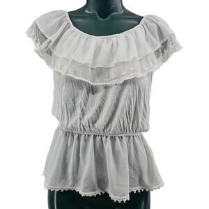 Urban Outfitters Pins and Needles White Prairie Ruffle Top Women's S 3577